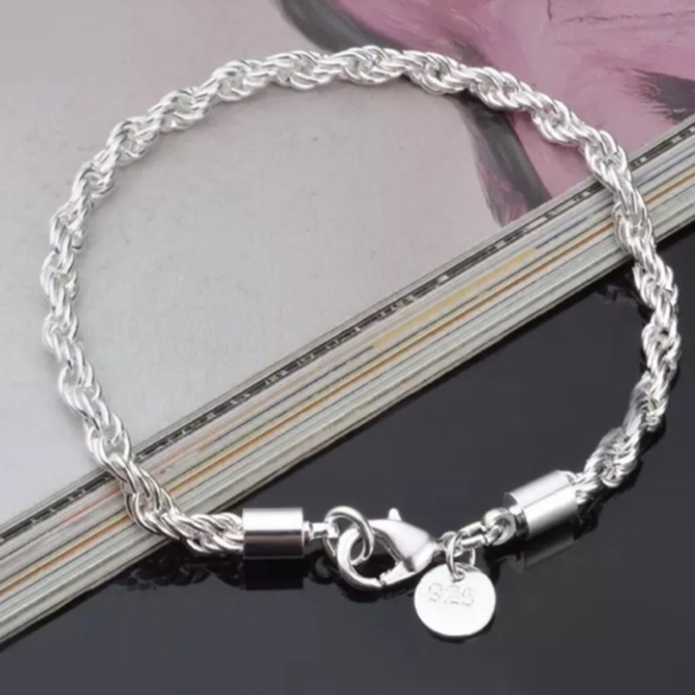 925 STERLING SILVER TWISTED ROPE BRACELET